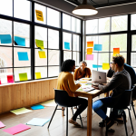 **

A brightly lit, modern co-working space filled with diverse individuals brainstorming around a large table covered in colorful sticky notes and mind maps. Laptops, art supplies, and inspiring objects are scattered around. The atmosphere is energetic and collaborative, with natural light streaming through large windows. The scene emphasizes the "Cultivating an Environment Fertile for Creativity" section, showcasing the power of the physical space and interpersonal relationships.

**