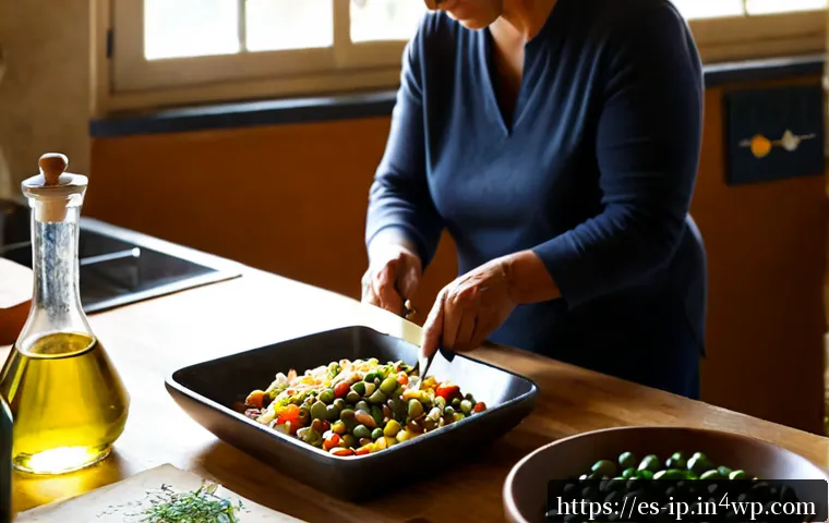 Home 30 지식을 생활 속에서 활용하는 법 - Photorealistic Spanish home kitchen, middle-aged woman using practical cooking knowledge to prepare ...